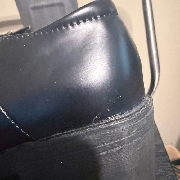 Black Chunky Mary Jane Platform Heels Goth Alt Lug Sole Strap Charm Size 38 - Picture 7 of 12